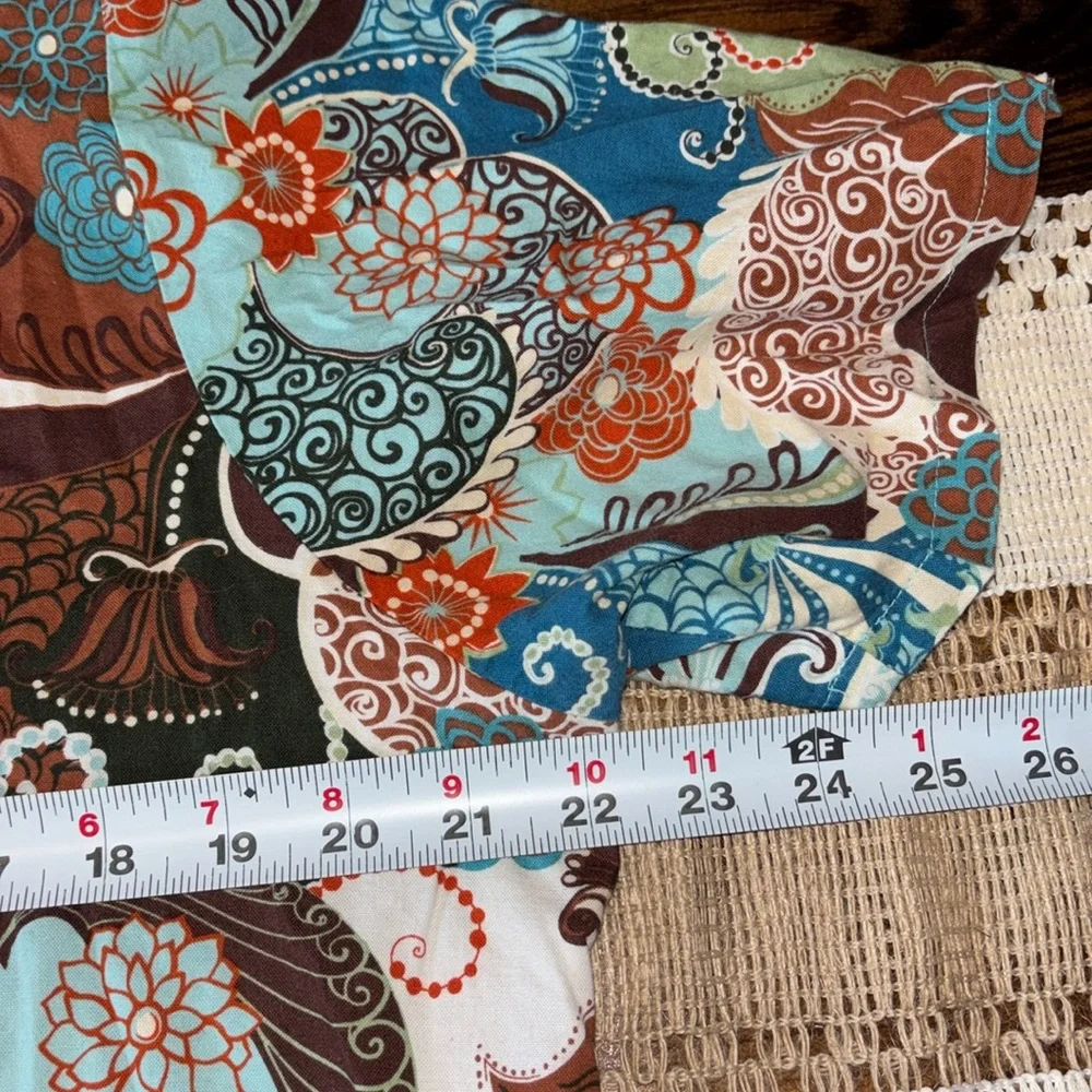 Scrub Tops Print Paisley Whimsy Floral Pattern Teal Royal Blue Brown Size Medium - Picture 7 of 14